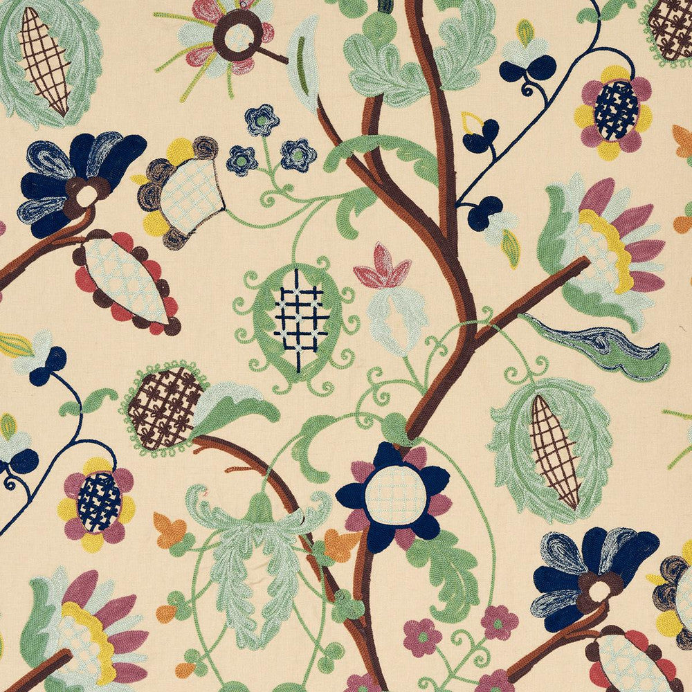 Mandevilla Embroidery Document 81510 by Schumacher Designer Fabric Uncommon Threads 25.5" - Swanky Fabrics -