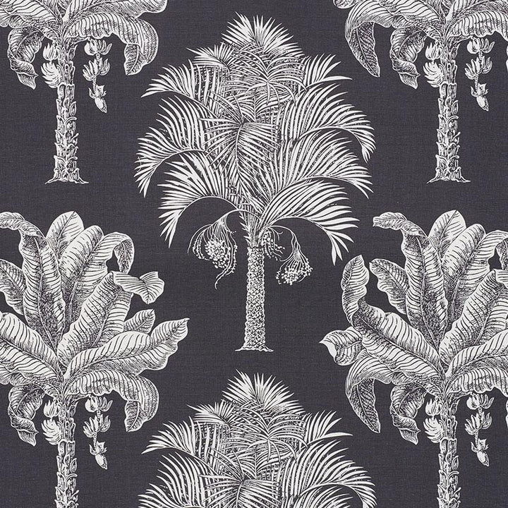 Grand Palms Carbon 178003 by Schumacher Designer Fabric New Traditional 27.0" - Swanky Fabrics -