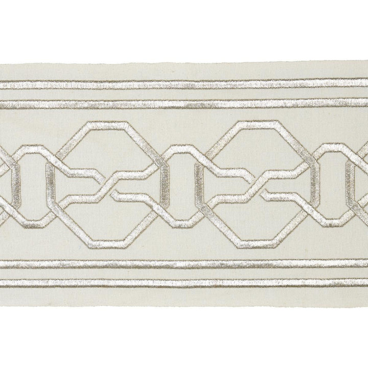 Malmaison Tape Silver 66156 by Schumacher Designer Trim Mary Mcdonald 3.75" - Swanky Fabrics -