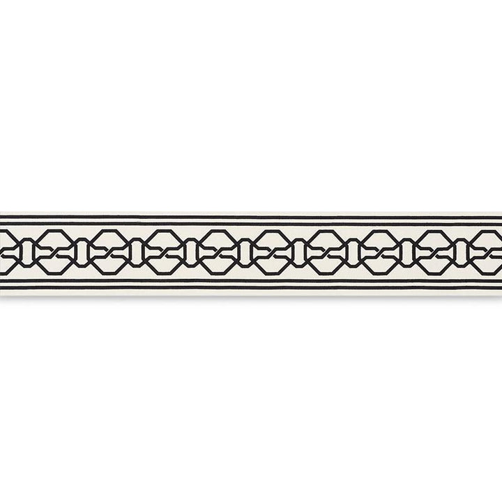 Malmaison Tape Black On Ivory 66157 by Schumacher Designer Trim Mary Mcdonald 3.75" - Swanky Fabrics -