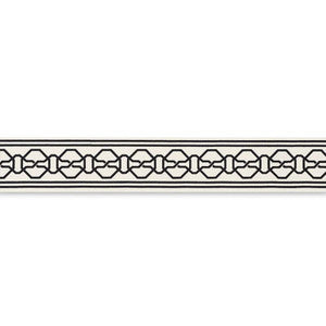 Malmaison Tape Black On Ivory 66157 by Schumacher Designer Trim
