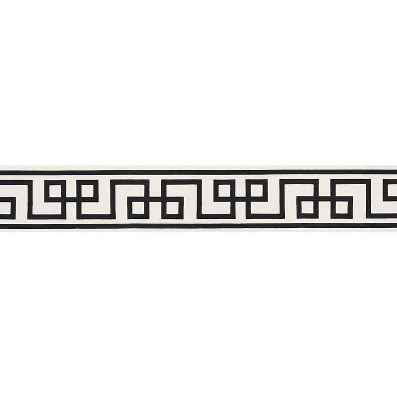 Octavius Tape Black On Ivory 66166 by Schumacher Designer Trim Mary Mcdonald 15.0" - Swanky Fabrics -