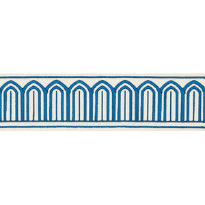 Arches Embroidered Tape Medium Peacock 70762 by Schumacher Designer Trim