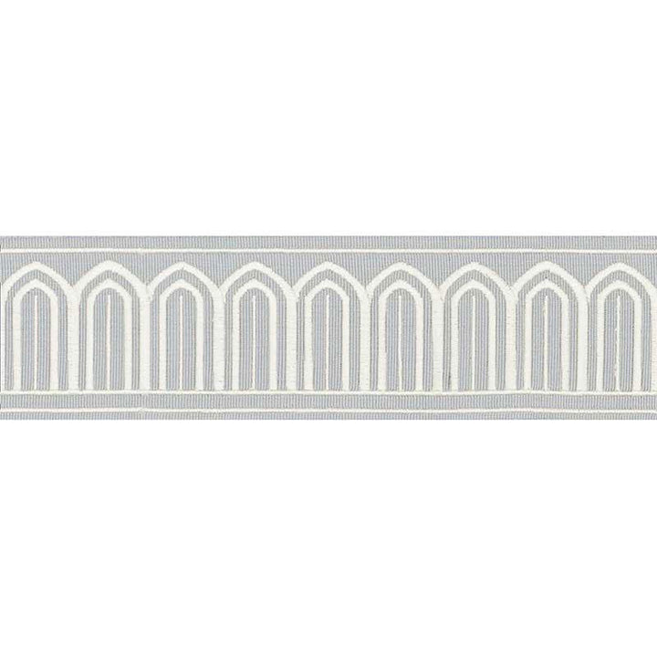 Arches Embroidered Tape Medium Sky 70763 by Schumacher Designer Trim Miles Redd 1.8" - Swanky Fabrics -