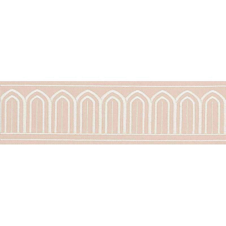 Arches Embroidered Tape Medium Blush 70764 by Schumacher Designer Trim Miles Redd 1.8" - Swanky Fabrics -