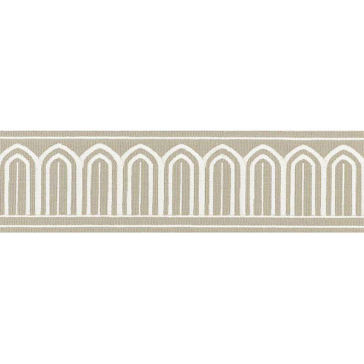 Arches Embroidered Tape Medium Taupe 70765 by Schumacher Designer Trim Miles Redd 1.8" - Swanky Fabrics -