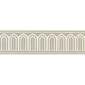 Arches Embroidered Tape Medium Taupe 70765 by Schumacher Designer Trim