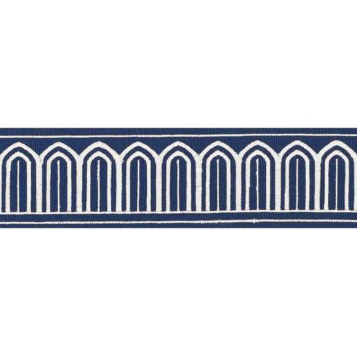Arches Embroidered Tape Medium Marine 70767 by Schumacher Designer Trim Miles Redd 1.8" - Swanky Fabrics -