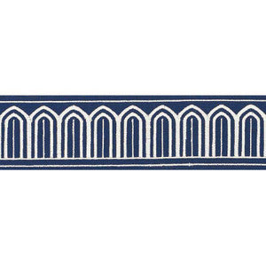 Arches Embroidered Tape Medium Marine 70767 by Schumacher Designer Trim