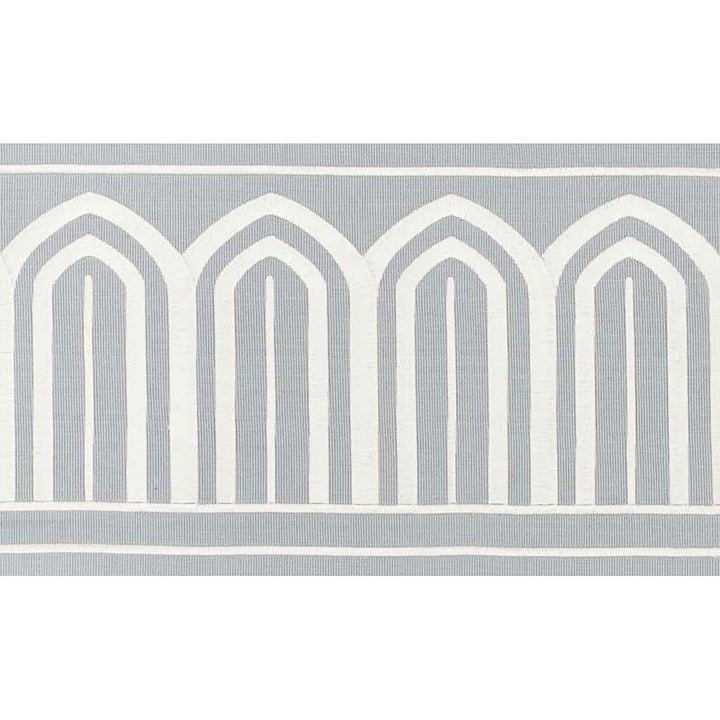 Arches Embroidered Tape Wide Sky 70773 by Schumacher Designer Trim Miles Redd 5.3" - Swanky Fabrics -