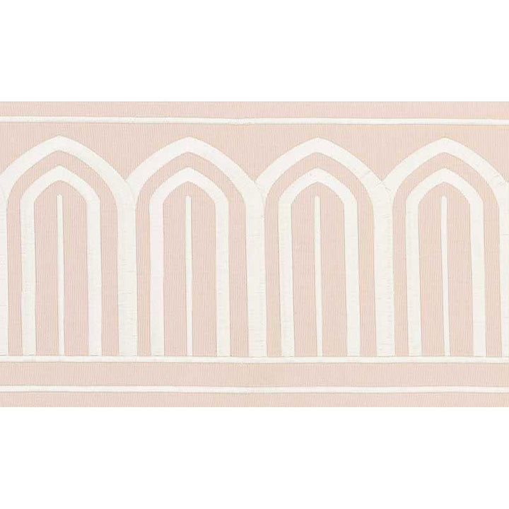 Arches Embroidered Tape Wide Blush 70774 by Schumacher Designer Trim Miles Redd 5.3" - Swanky Fabrics -