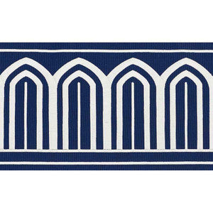 Arches Embroidered Tape Wide Marine 70775 by Schumacher Designer Trim
