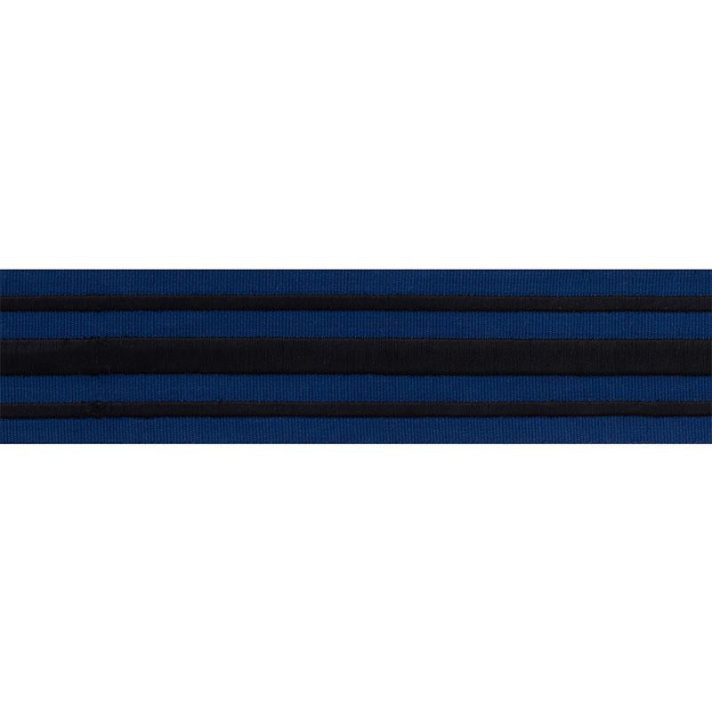 Military Stripe Tape Black On Navy 70780 by Schumacher Designer Trim Miles Redd - Swanky Fabrics -