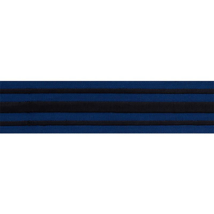 Military Stripe Tape Black On Navy 70780 by Schumacher Designer Trim Miles Redd - Swanky Fabrics -