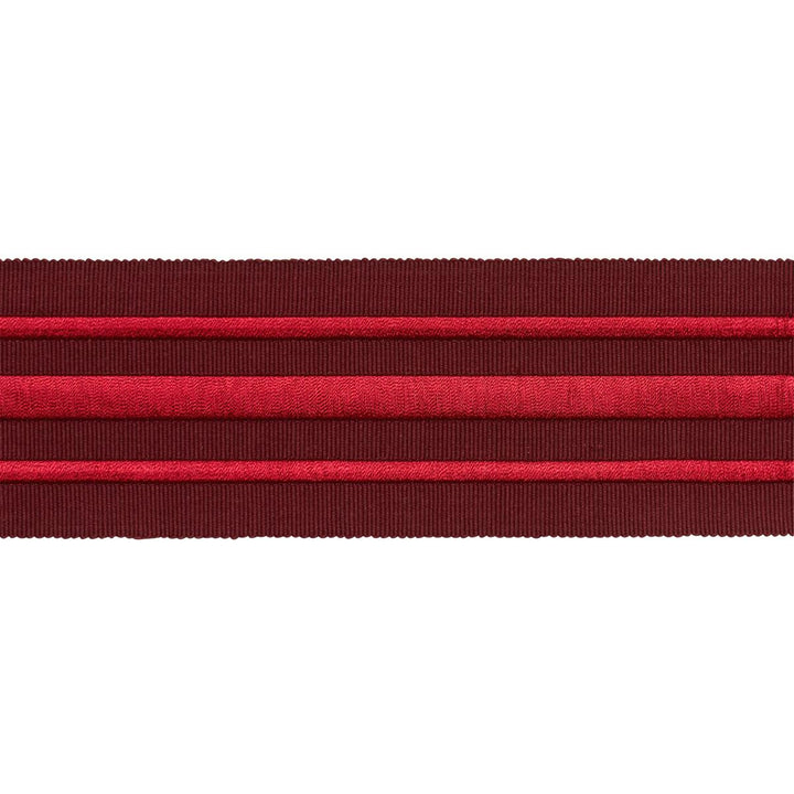 Military Stripe Tape Red On Burgundy 70781 by Schumacher Designer Trim Miles Redd - Swanky Fabrics -