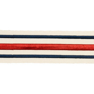 Military Stripe Tape Red & Navy 70782 by Schumacher Designer Trim
