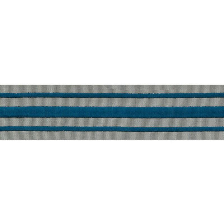 Military Stripe Tape Peacock On Celadon 70785 by Schumacher Designer Trim Miles Redd - Swanky Fabrics -