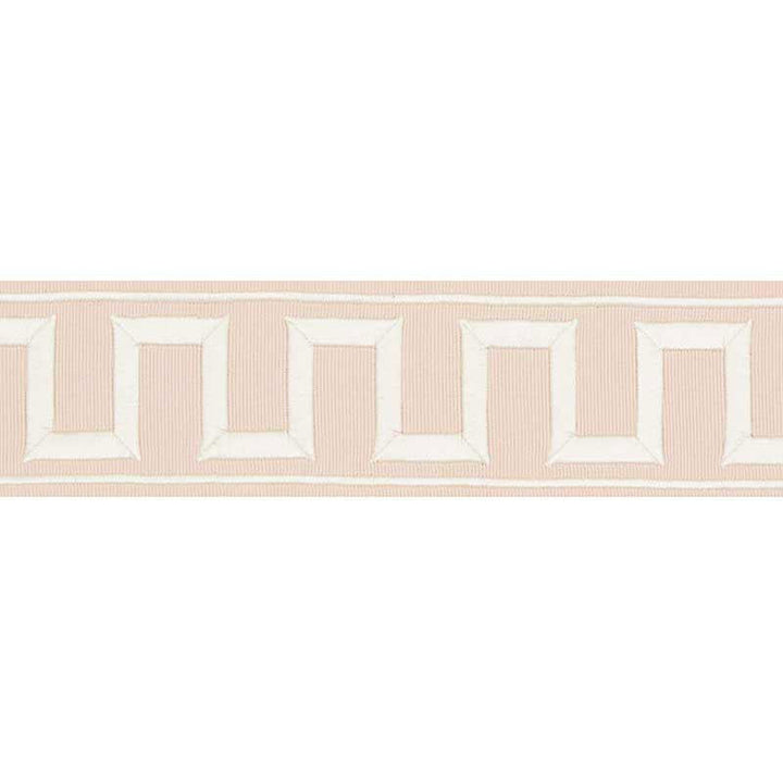Greek Key Embroidered Tape Blush 70800 by Schumacher Designer Trim Miles Redd 1.8" - Swanky Fabrics -