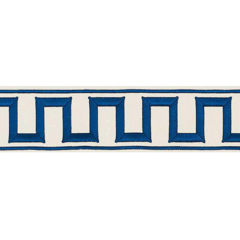 Greek Key Embroidered Tape Blue 70791 by Schumacher Designer Trim Miles Redd 1.8" - Swanky Fabrics -