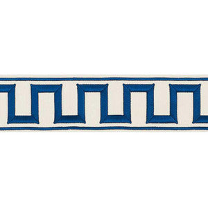 Greek Key Embroidered Tape Blue 70791 by Schumacher Designer Trim