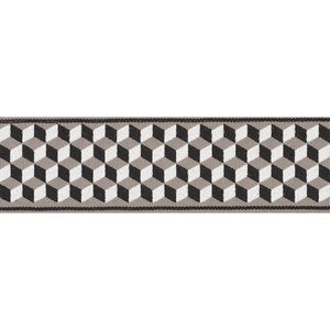 Tumbling Blocks Tape Grisaille & Noir 71260 by Schumacher Designer Trim