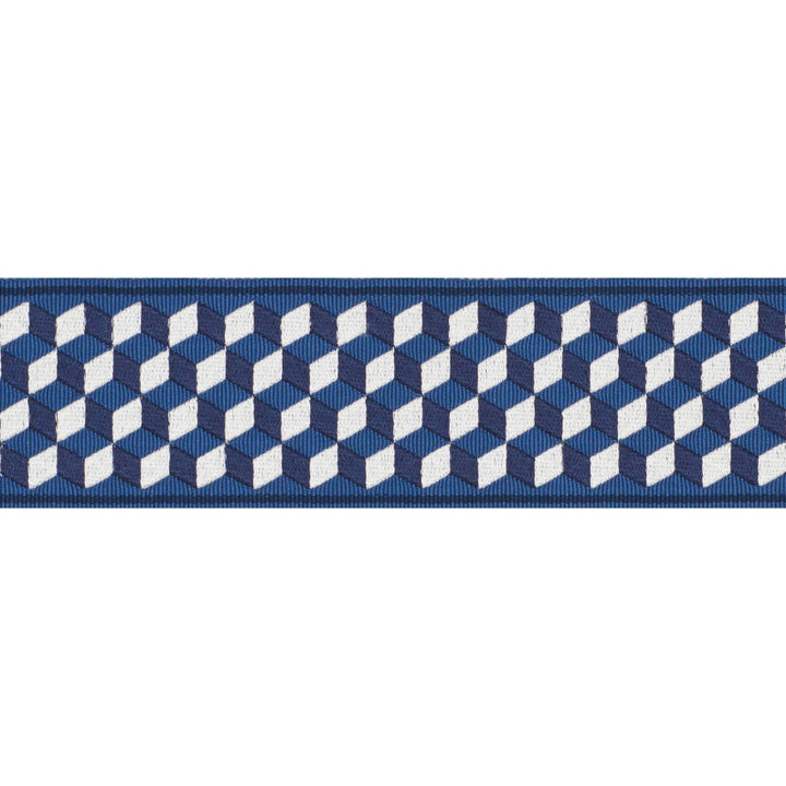 Tumbling Blocks Tape Bleu 71261 by Schumacher Designer Trim Miles Redd - Swanky Fabrics -