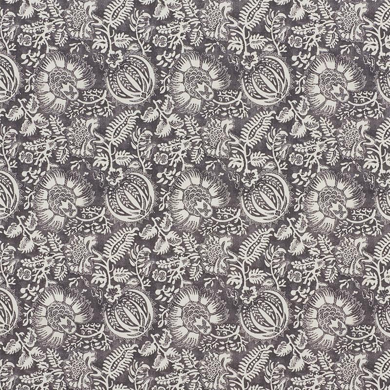 Pomegranate Print Charcoal 177691 by Schumacher Designer Fabric Chambray 11.25" - Swanky Fabrics -
