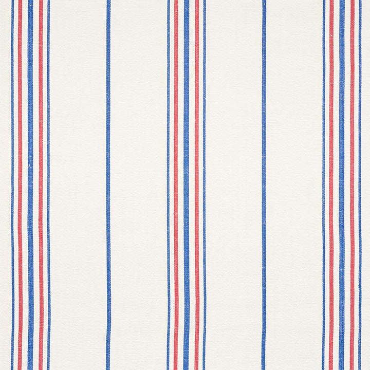 Scarset Stripe Blue & Red 75261 by Schumacher Designer Fabric Chambray 10.75" - Swanky Fabrics -