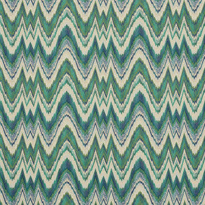 Valkyrie Flame Stitch Emerald & Peacock 68942 by Schumacher Designer Fabric