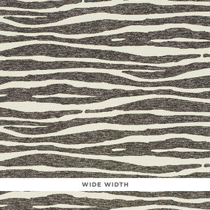 Ripple Vinyl Black & Ivory 5008601 by Schumacher Designer Wallpaper