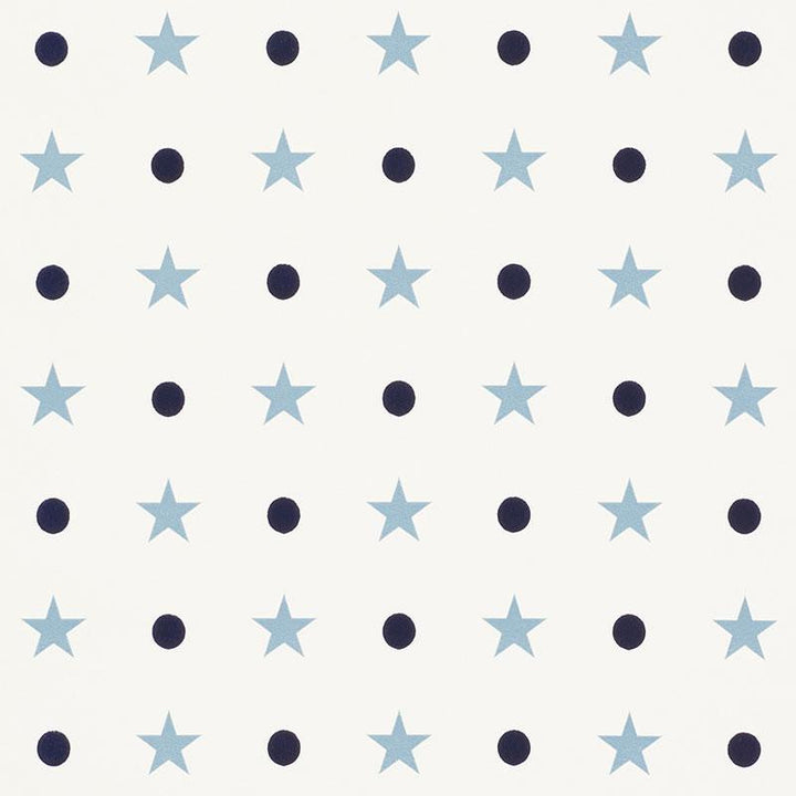 Etoiles Et Points Blues 5008550 by Schumacher Designer Wallpaper French Revolution 5.12" - Swanky Fabrics -