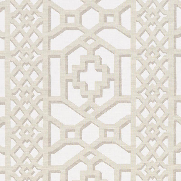 Zanzibar Trellis Matte Sand 175744 by Schumacher Designer Fabric 125Th Anniversary 13.5" - Swanky Fabrics -