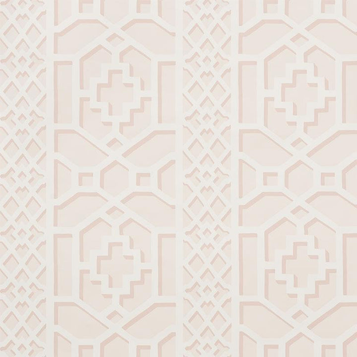 Zanzibar Trellis Blush 5006944 by Schumacher Designer Wallpaper Print Happy 13.5" - Swanky Fabrics -