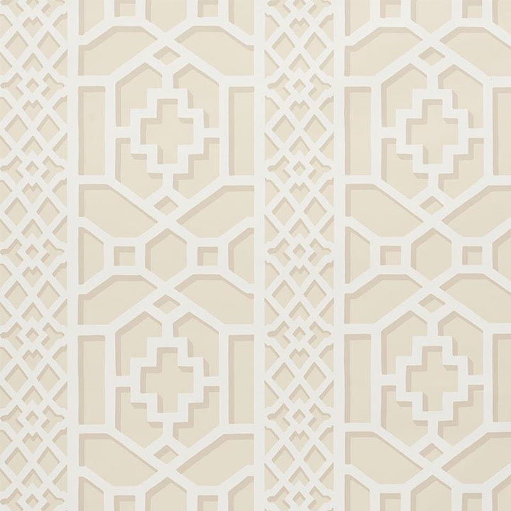 Zanzibar Trellis Sand 5006945 by Schumacher Designer Wallpaper Print Happy 13.5" - Swanky Fabrics -