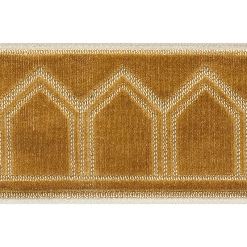 Vizier Velvet Tape Gold 75734 by Schumacher Designer Trim Cut & Patterned Velvets 2.0" - Swanky Fabrics -