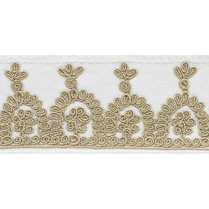Noelia Embroidered Tape Ivory 74150 by Schumacher Designer Trim