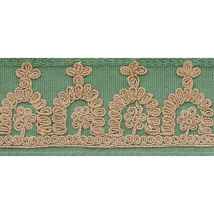 Noelia Embroidered Tape Jade 74151 by Schumacher Designer Trim Ottoman Chic 1.0" - Swanky Fabrics -