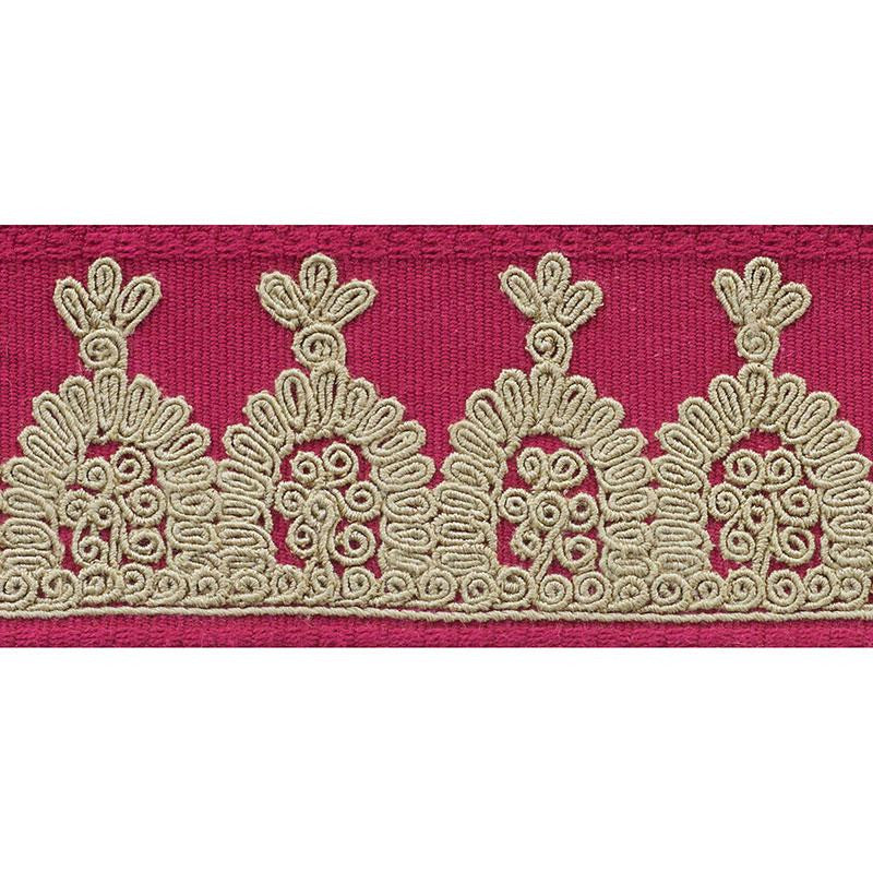 Noelia Embroidered Tape Garnet 74152 by Schumacher Designer Trim Ottoman Chic 1.0" - Swanky Fabrics -