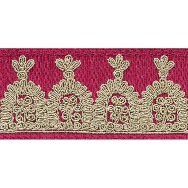 Noelia Embroidered Tape Garnet 74152 by Schumacher Designer Trim Ottoman Chic 1.0" - Swanky Fabrics -