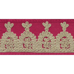 Noelia Embroidered Tape Garnet 74152 by Schumacher Designer Trim