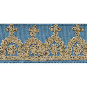 Noelia Embroidered Tape Cadet 74153 by Schumacher Designer Trim