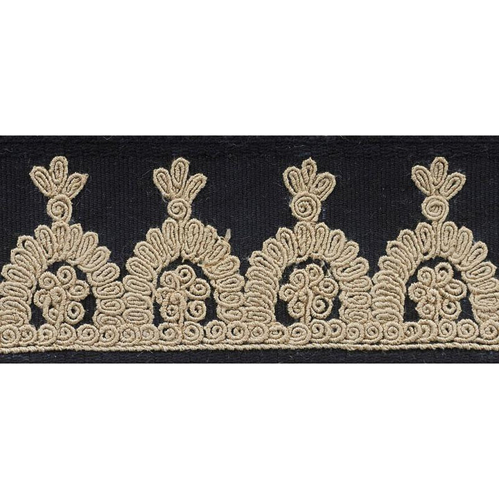 Noelia Embroidered Tape Onyx 74154 by Schumacher Designer Trim Ottoman Chic 1.0" - Swanky Fabrics -