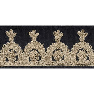 Noelia Embroidered Tape Onyx 74154 by Schumacher Designer Trim