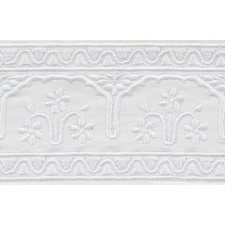 Nikola Tape Ivory 74190 by Schumacher Designer Trim Ottoman Chic 2.5" - Swanky Fabrics -