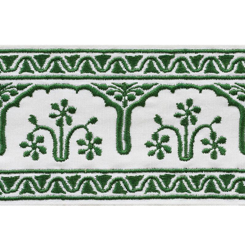 Nikola Tape Emerald 74192 by Schumacher Designer Trim Ottoman Chic 2.5" - Swanky Fabrics -