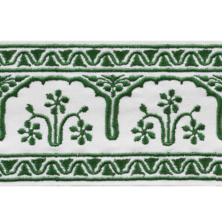 Nikola Tape Emerald 74192 by Schumacher Designer Trim Ottoman Chic 2.5" - Swanky Fabrics -