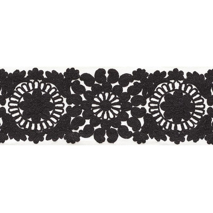 Joelle Tape Black 73621 by Schumacher Designer Trim Happy Together 6.12" - Swanky Fabrics -