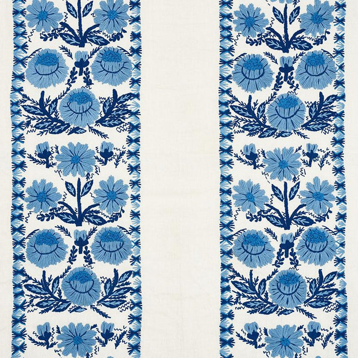 Marguerite Embroidery Sky 72330 by Schumacher Designer Fabric Once Upon A Time 25.0" - Swanky Fabrics -