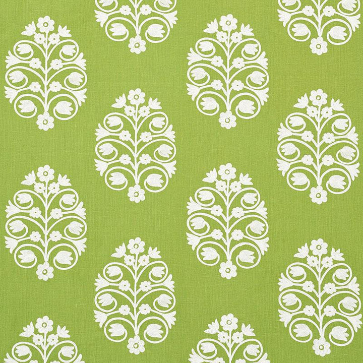 Talitha Embroidery Leaf 72092 by Schumacher Designer Fabric Uncommon Threads 12.5" - Swanky Fabrics -