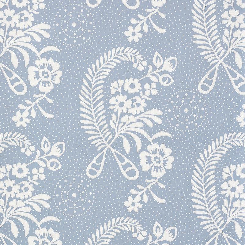 Millicent Delft 5008813 by Schumacher Designer Wallpaper Wallflowers 13.5" - Swanky Fabrics -